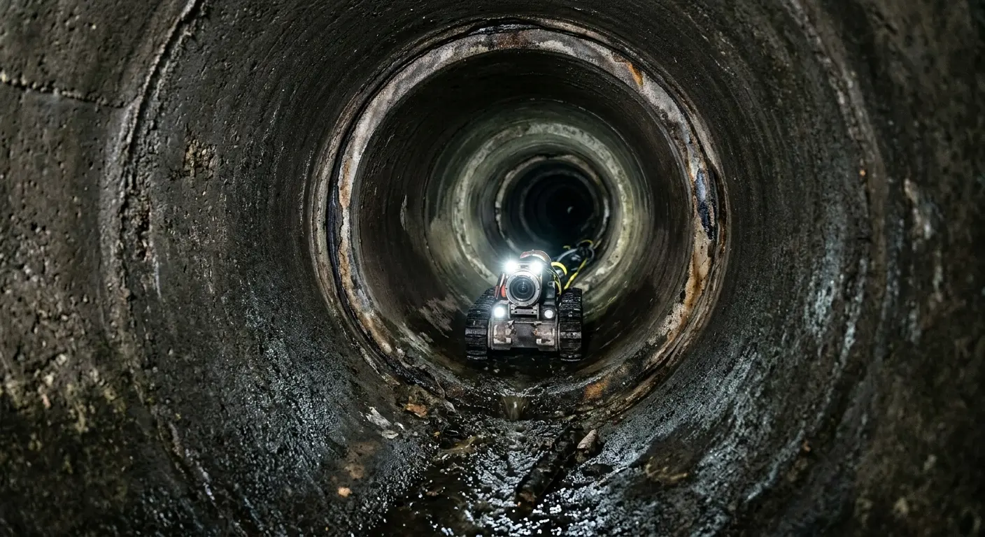 Robotic sewer camera inspecting pipe interior for Drain Snake Service in Cedar Hill